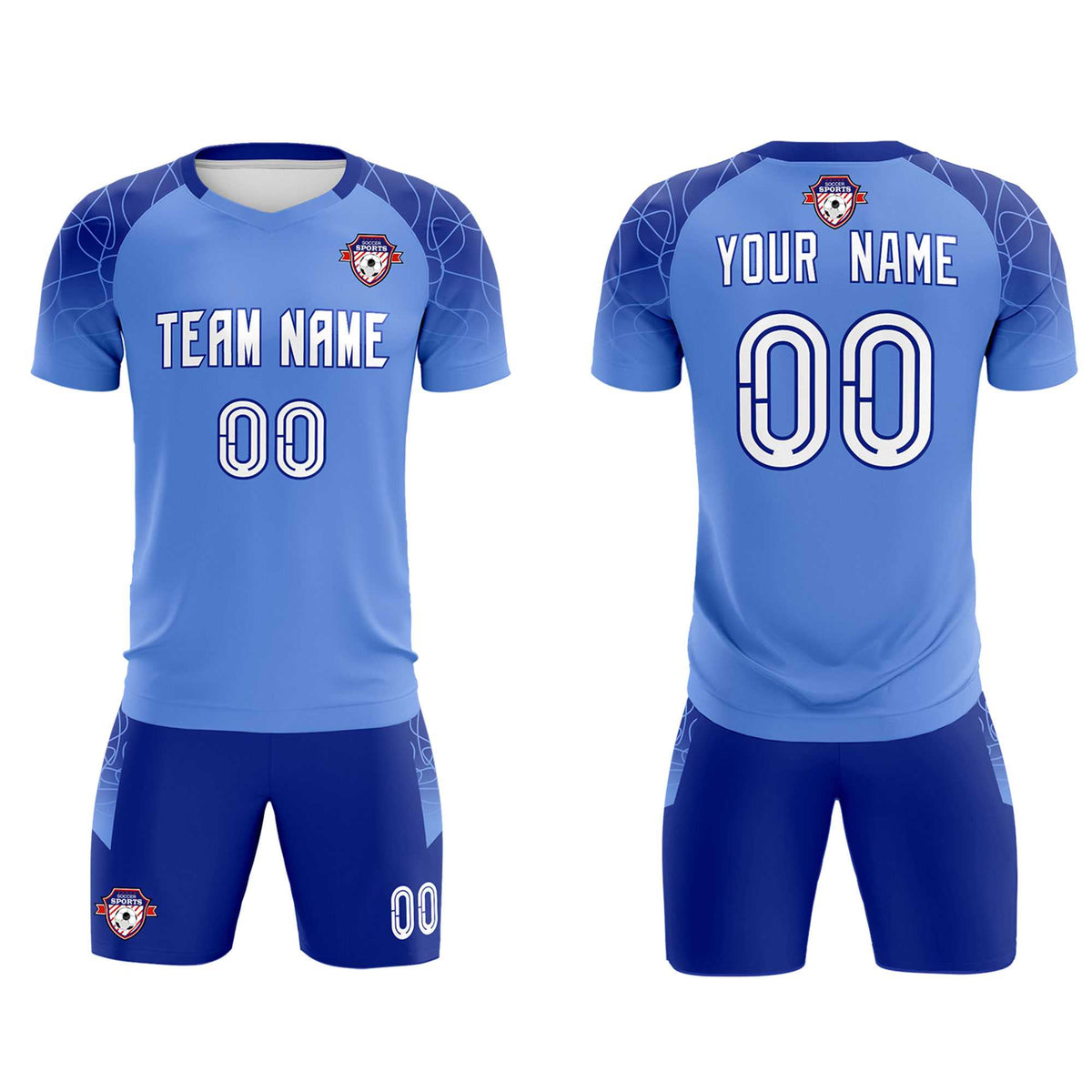 Custom Light Blue Classic Football Training Kit Jersey For Adults/Kids