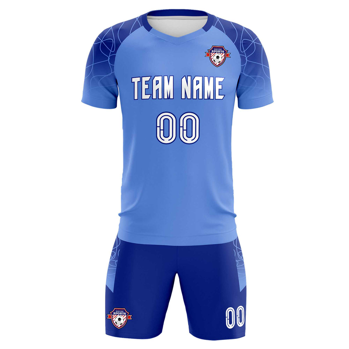 Custom Light Blue Classic Football Training Kit Jersey For Adults/Kids