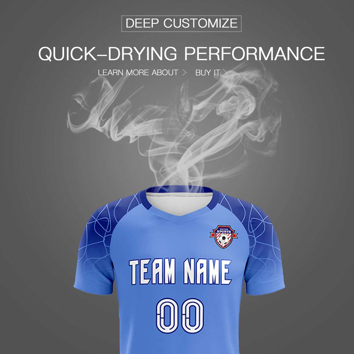 Custom Light Blue Classic Football Training Kit Jersey For Adults/Kids