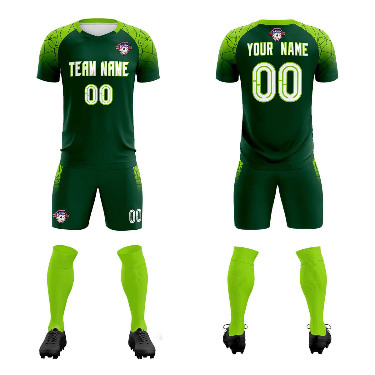 Custom Green Classic Football Training Kit Jersey For Adults/Kids