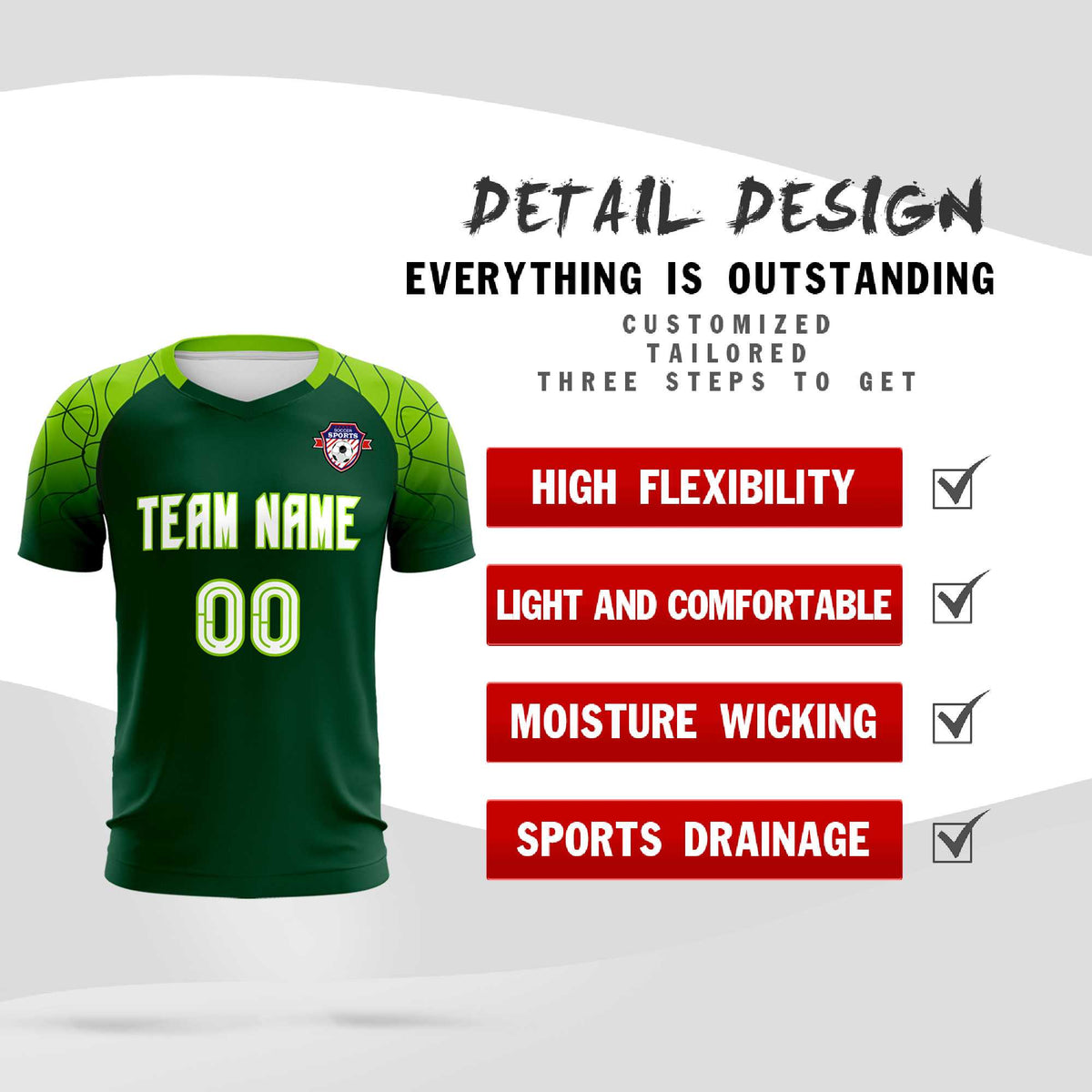 Custom Green Classic Football Training Kit Jersey For Adults/Kids
