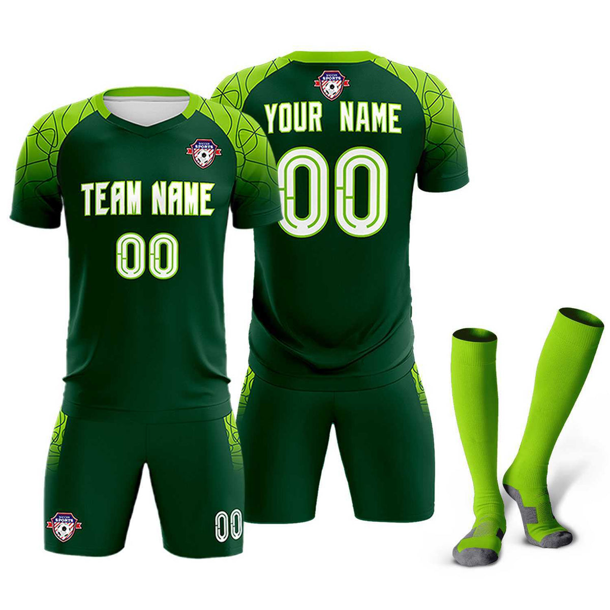 Custom Green Classic Football Training Kit Jersey For Adults/Kids