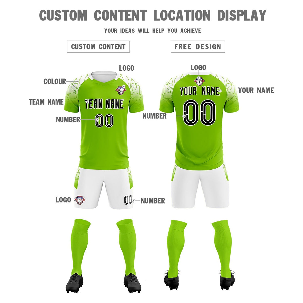 Custom Green Classic Football Training Kit Jersey For Adults/Kids