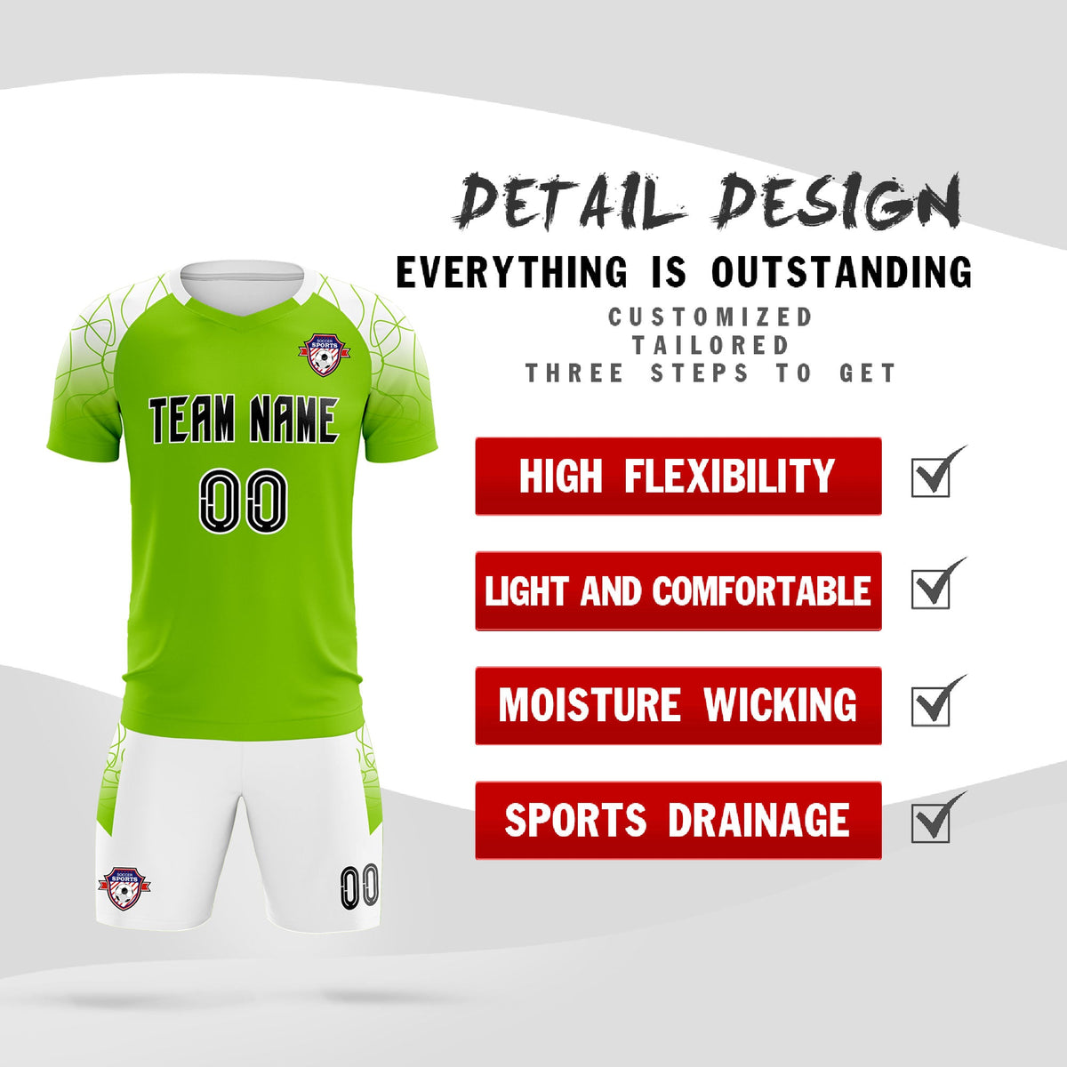 Custom Green Classic Football Training Kit Jersey For Adults/Kids