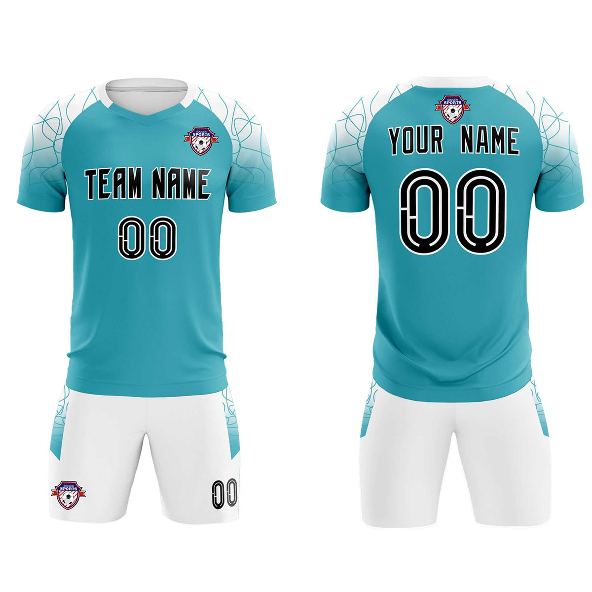 Custom Aqua Classic Football Training Kit Jersey For Adults/Kids