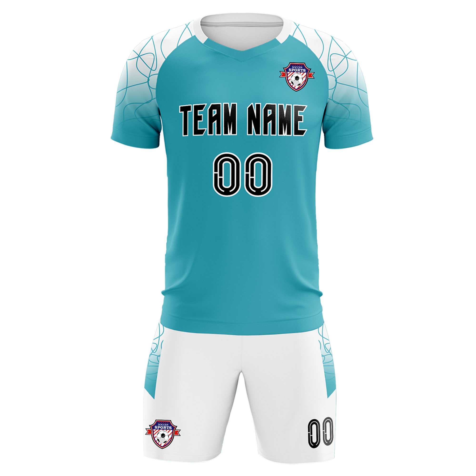 Custom Aqua Classic Football Training Kit Jersey For Adults/Kids