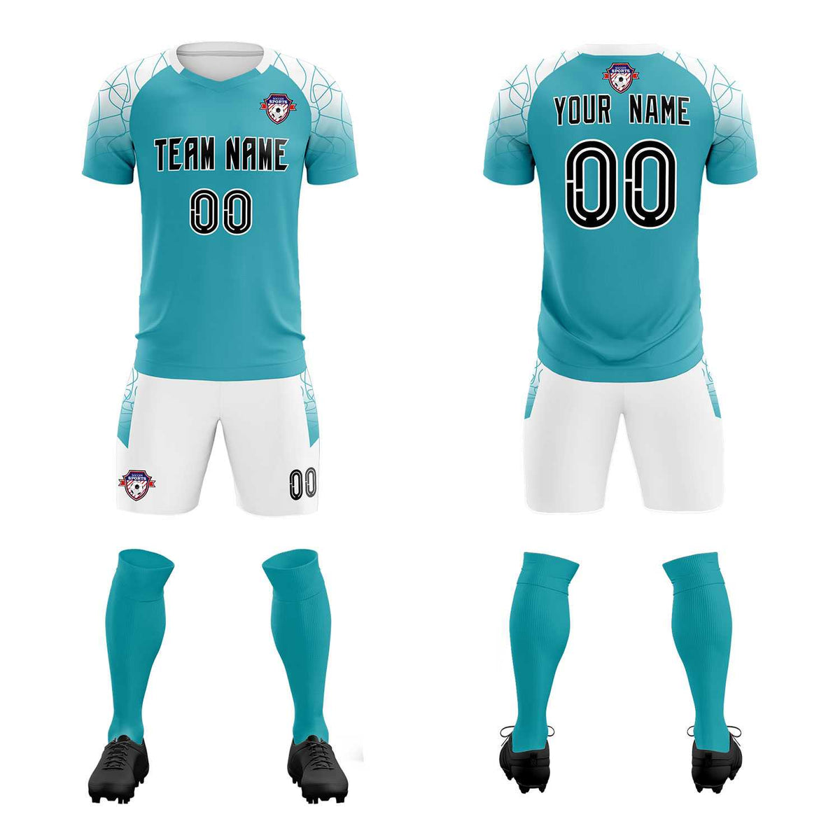 Custom Aqua Classic Football Training Kit Jersey For Adults/Kids