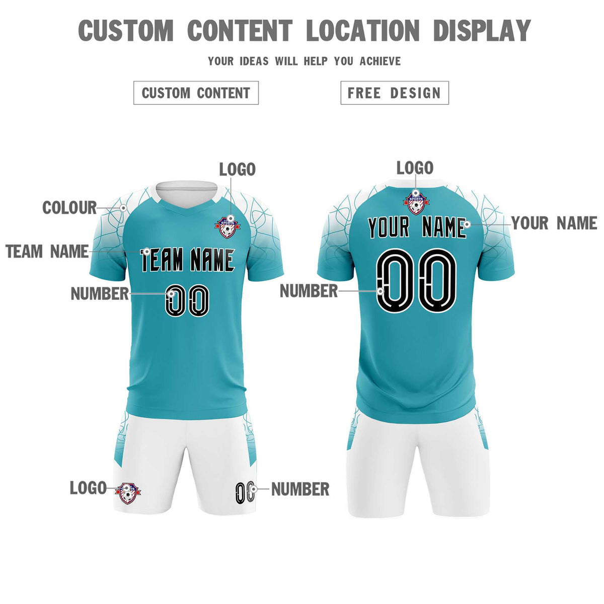 Custom Aqua Classic Football Training Kit Jersey For Adults/Kids