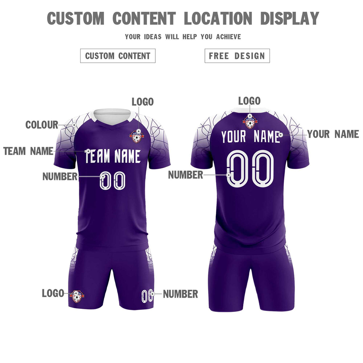Custom Purple Classic Football Training Kit Jersey For Adults/Kids