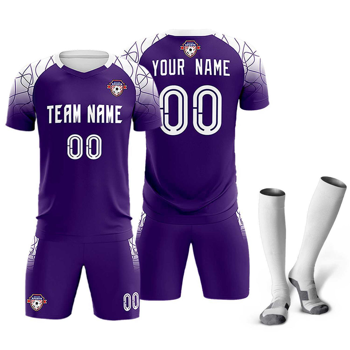 Custom Purple Classic Football Training Kit Jersey For Adults/Kids