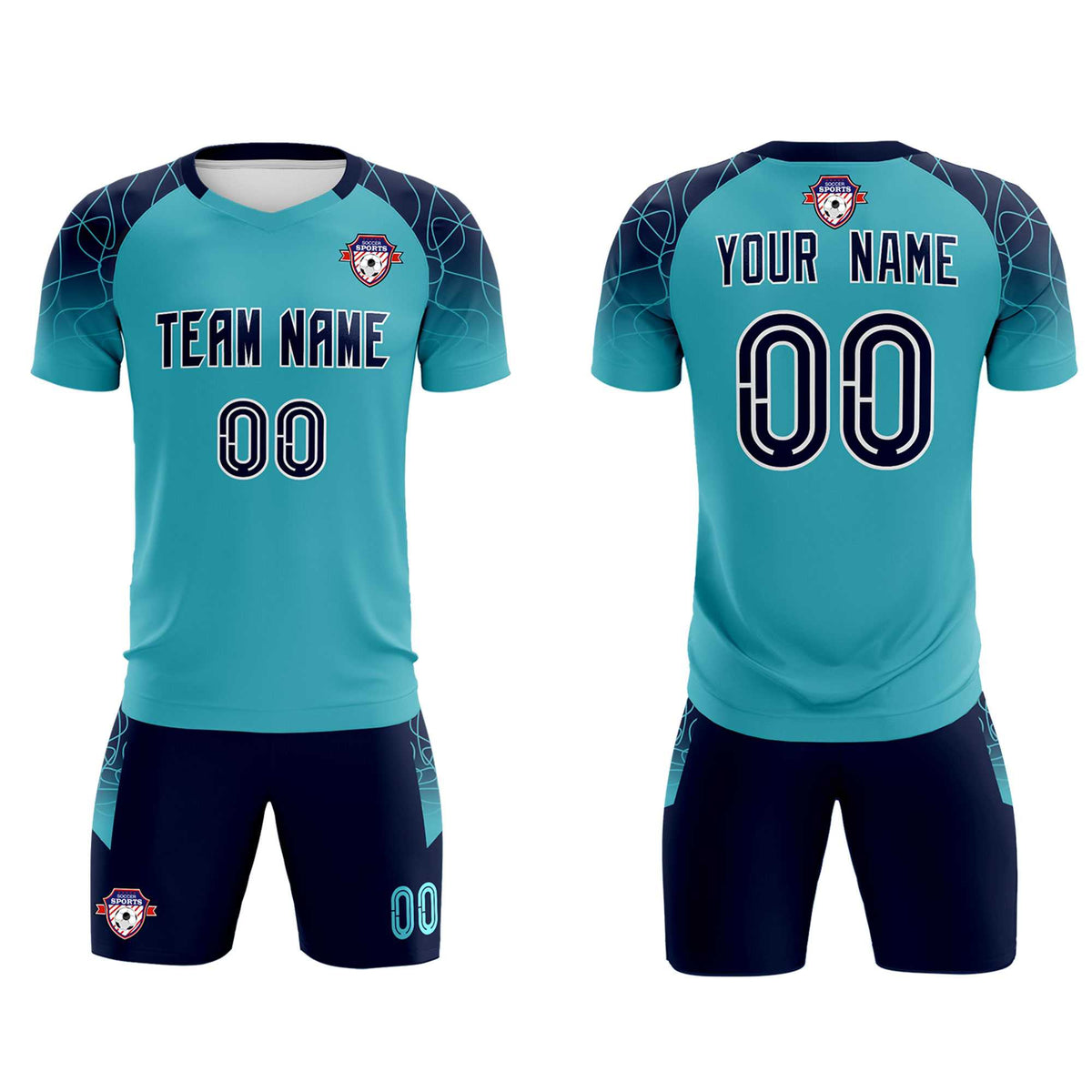 Custom Sky Blue Classic Football Training Kit Jersey For Adults/Kids