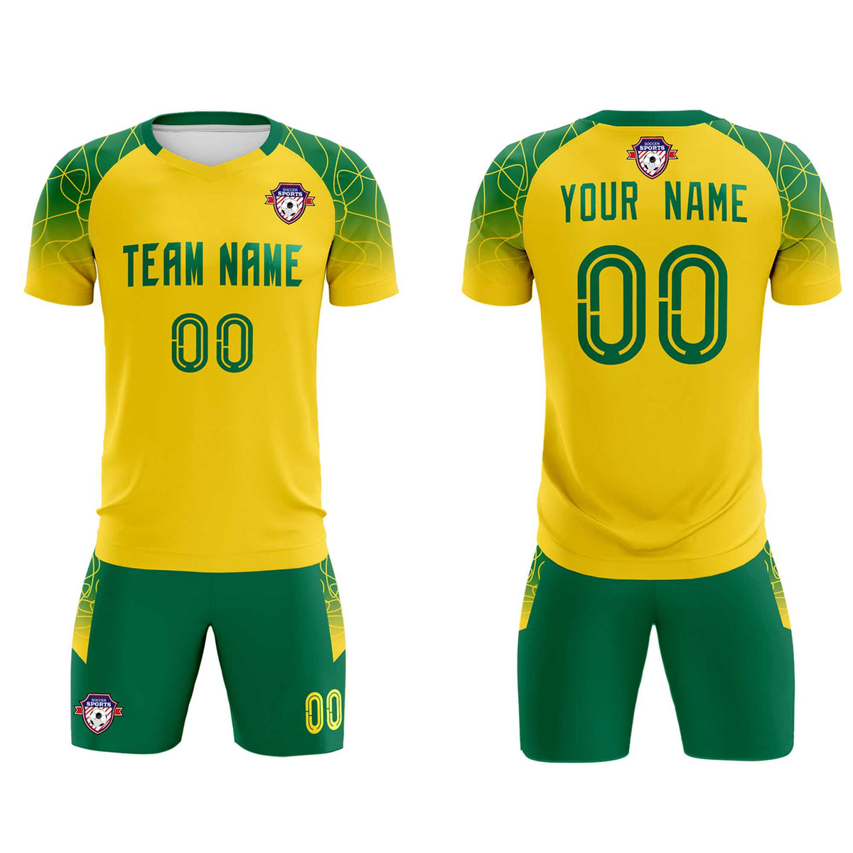 Custom Gold Classic Football Training Kit Jersey For Adults/Kids