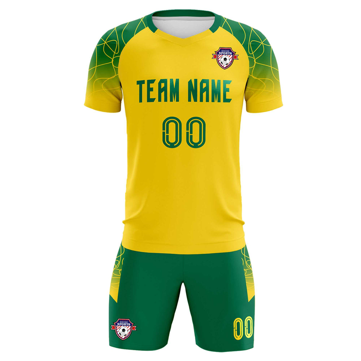 Custom Gold Classic Football Training Kit Jersey For Adults/Kids