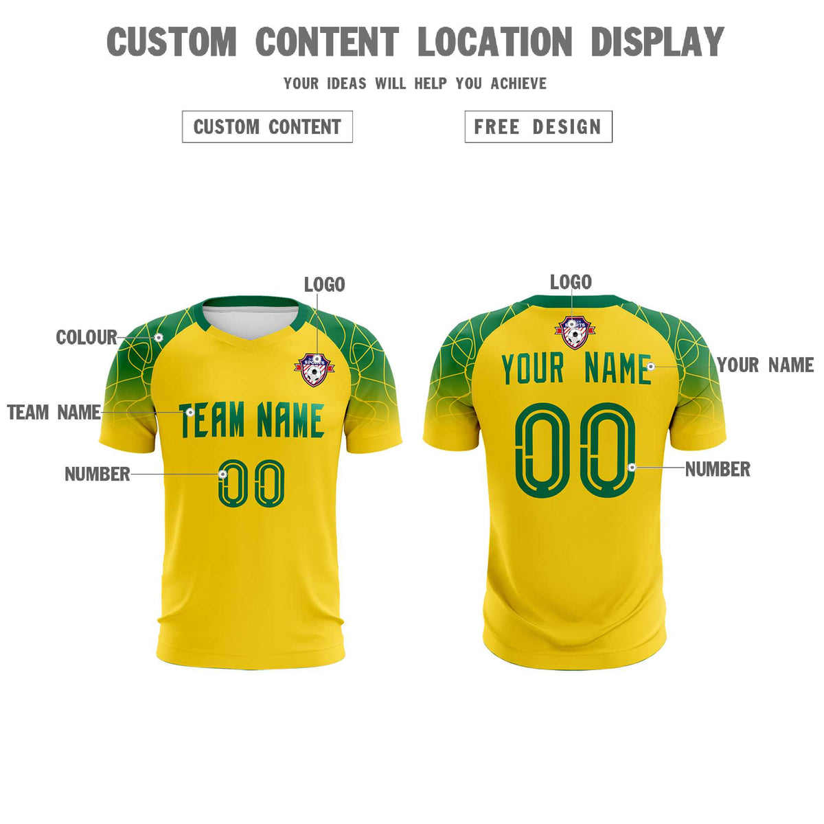 Custom Gold Classic Football Training Kit Jersey For Adults/Kids