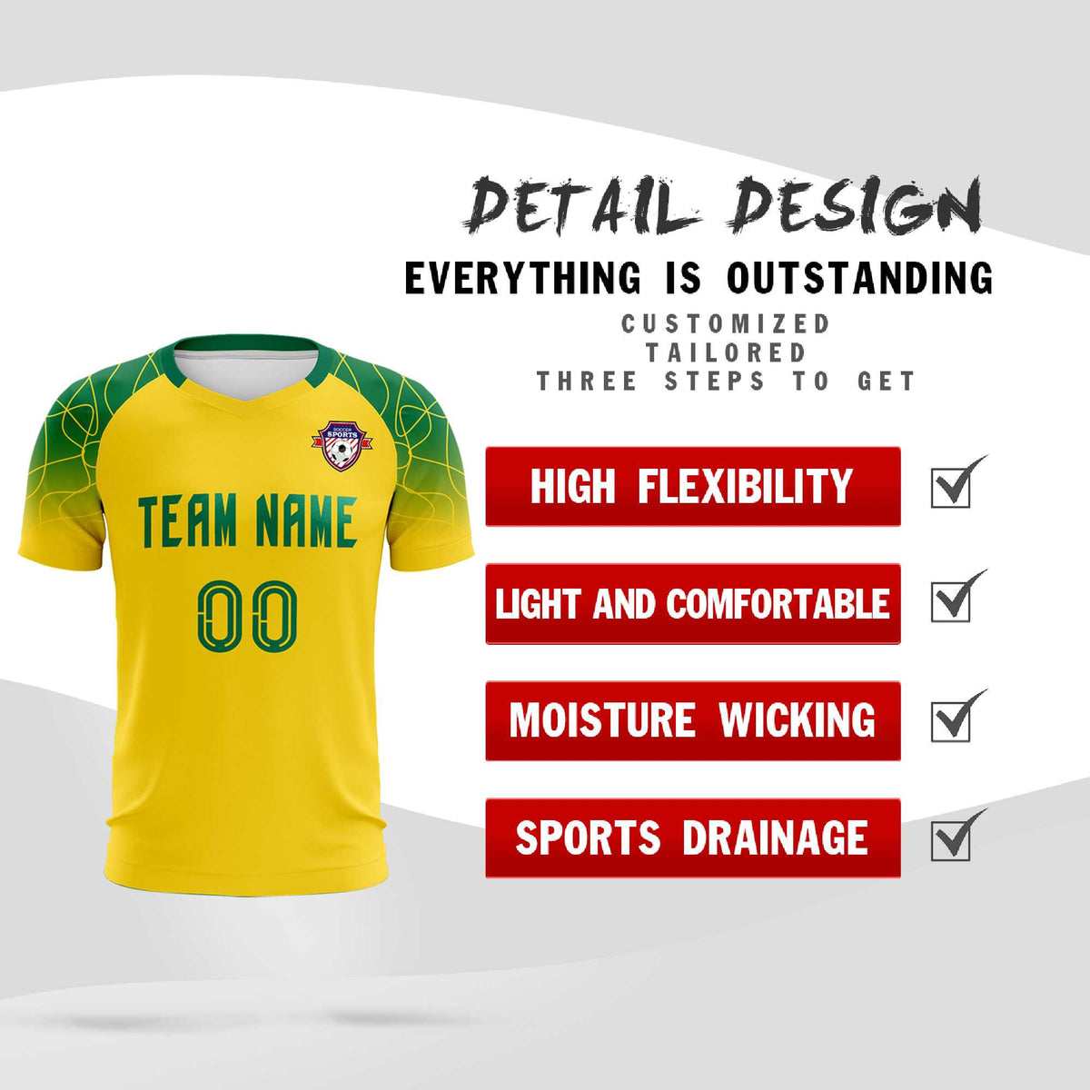 Custom Gold Classic Football Training Kit Jersey For Adults/Kids