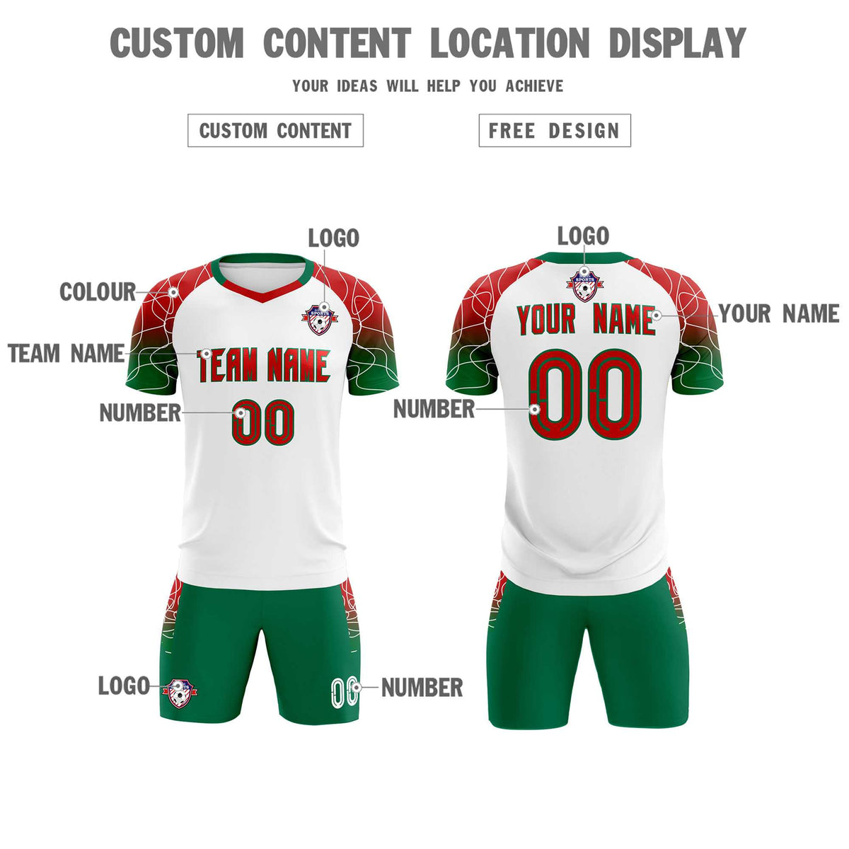 Custom White Classic Football Training Kit Jersey For Adults/Kids