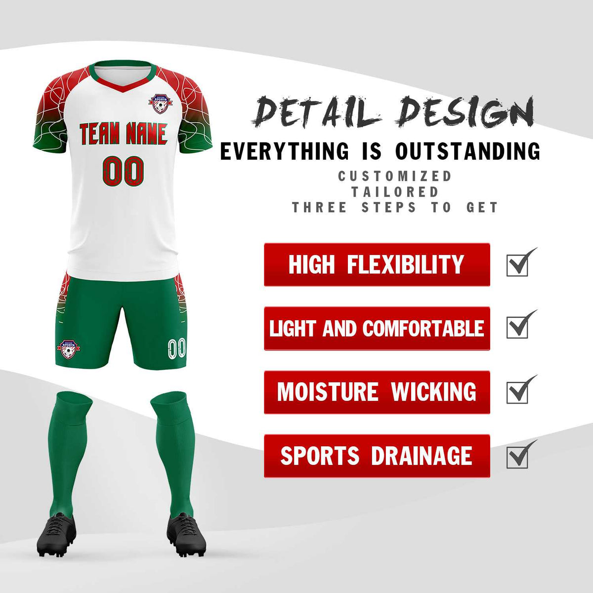 Custom White Classic Football Training Kit Jersey For Adults/Kids