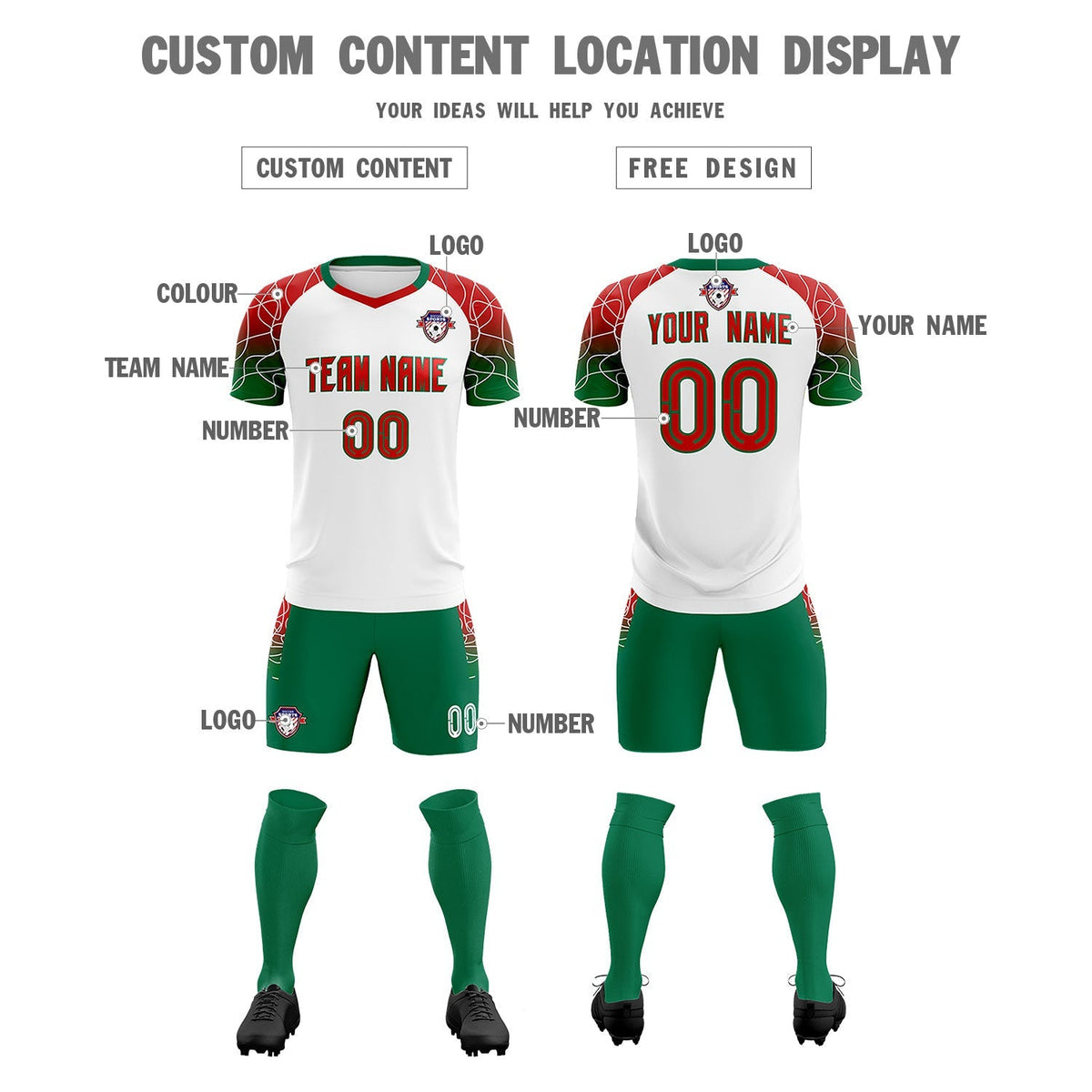 Custom White Classic Football Training Kit Jersey For Adults/Kids