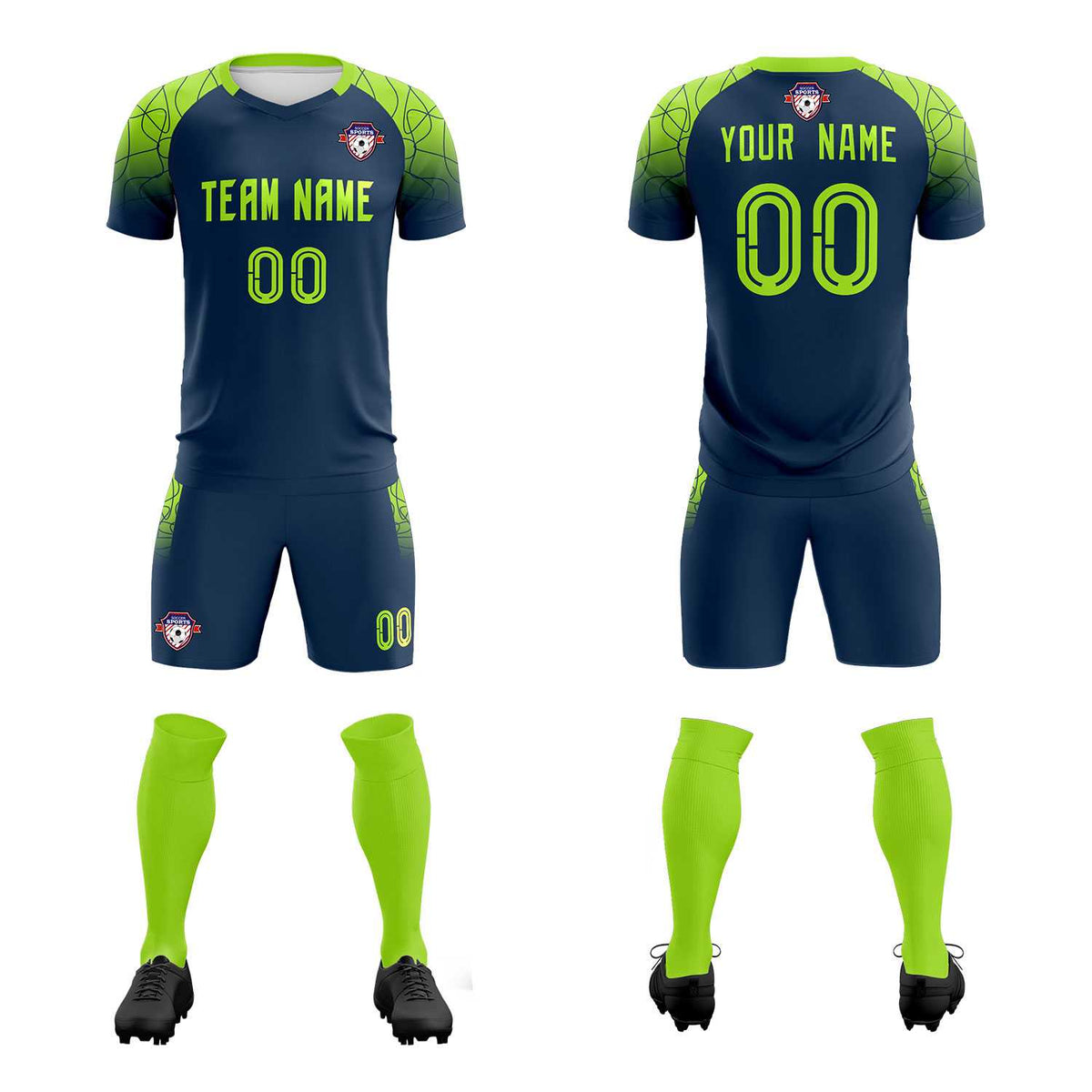 Custom Midnight Blue Classic Football Training Kit Jersey For Adults/Kids