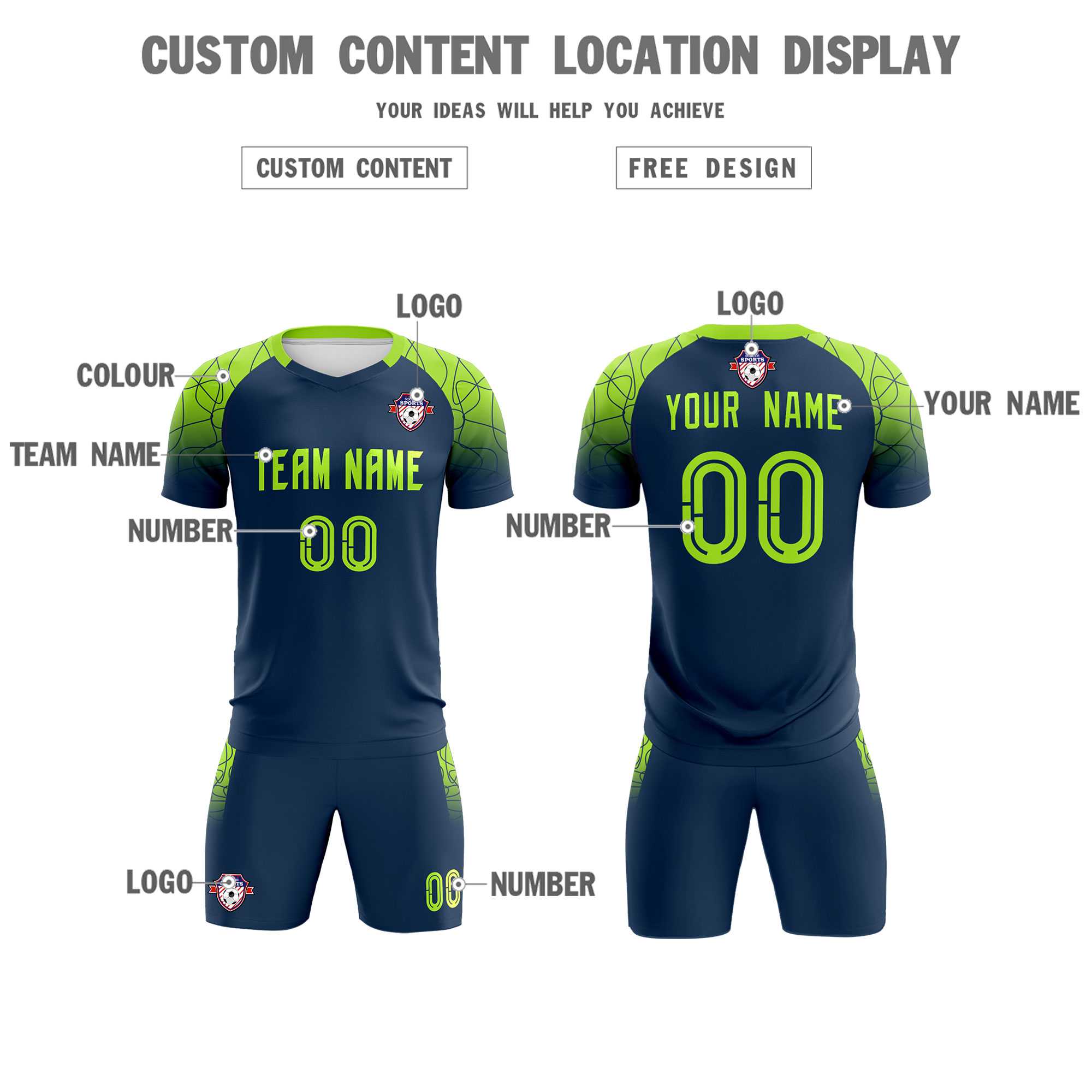 Custom Midnight Blue Classic Football Training Kit Jersey For Adults/Kids