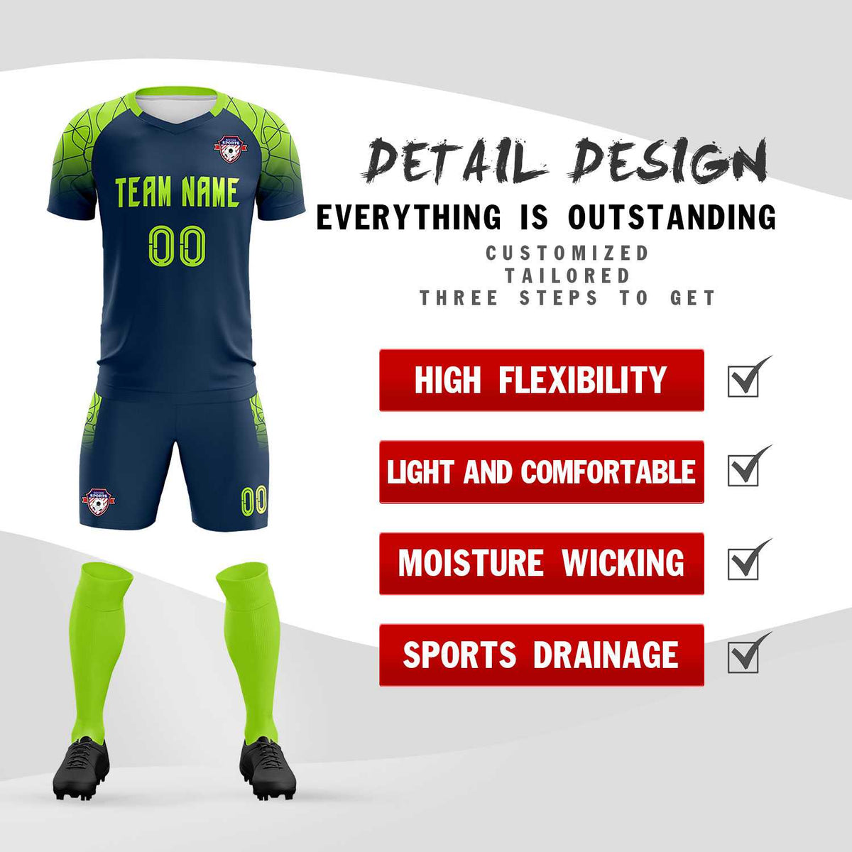 Custom Midnight Blue Classic Football Training Kit Jersey For Adults/Kids