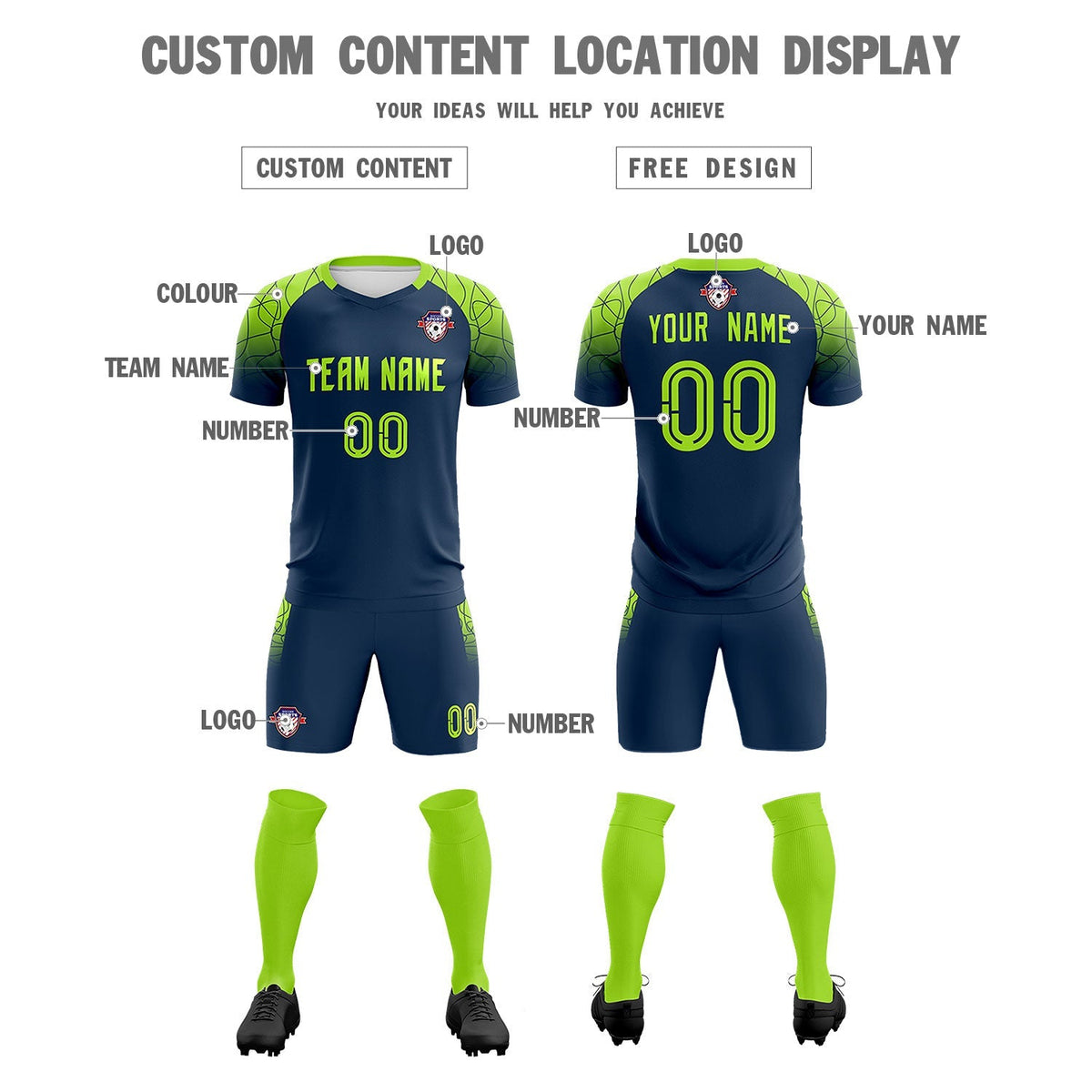 Custom Midnight Blue Classic Football Training Kit Jersey For Adults/Kids