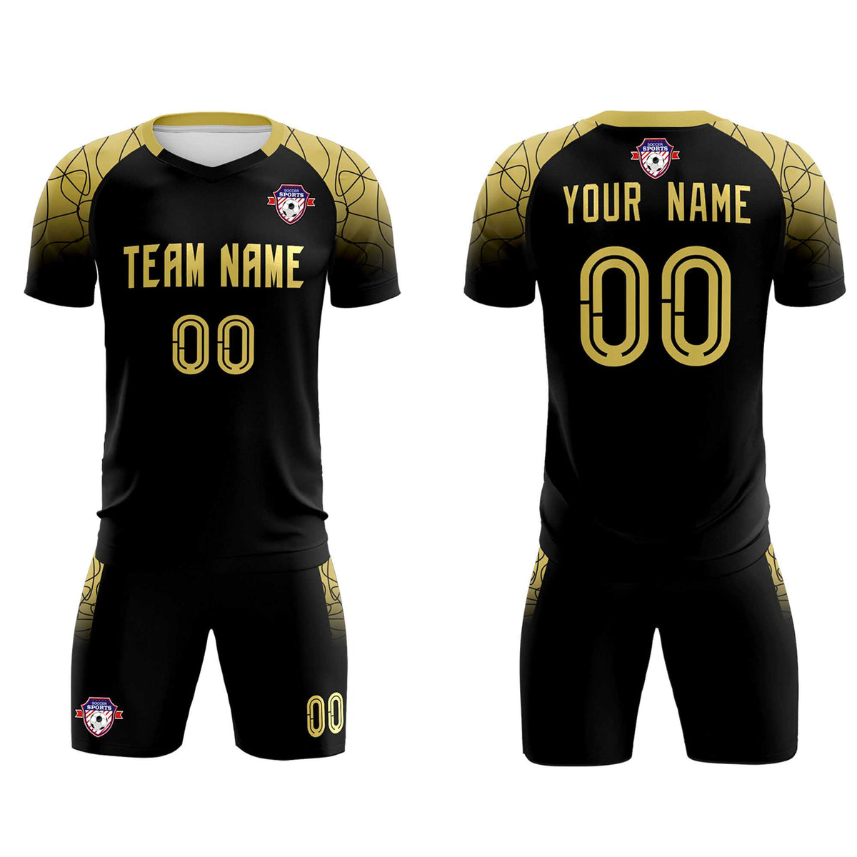 Custom Black Classic Football Training Kit Jersey For Adults/Kids
