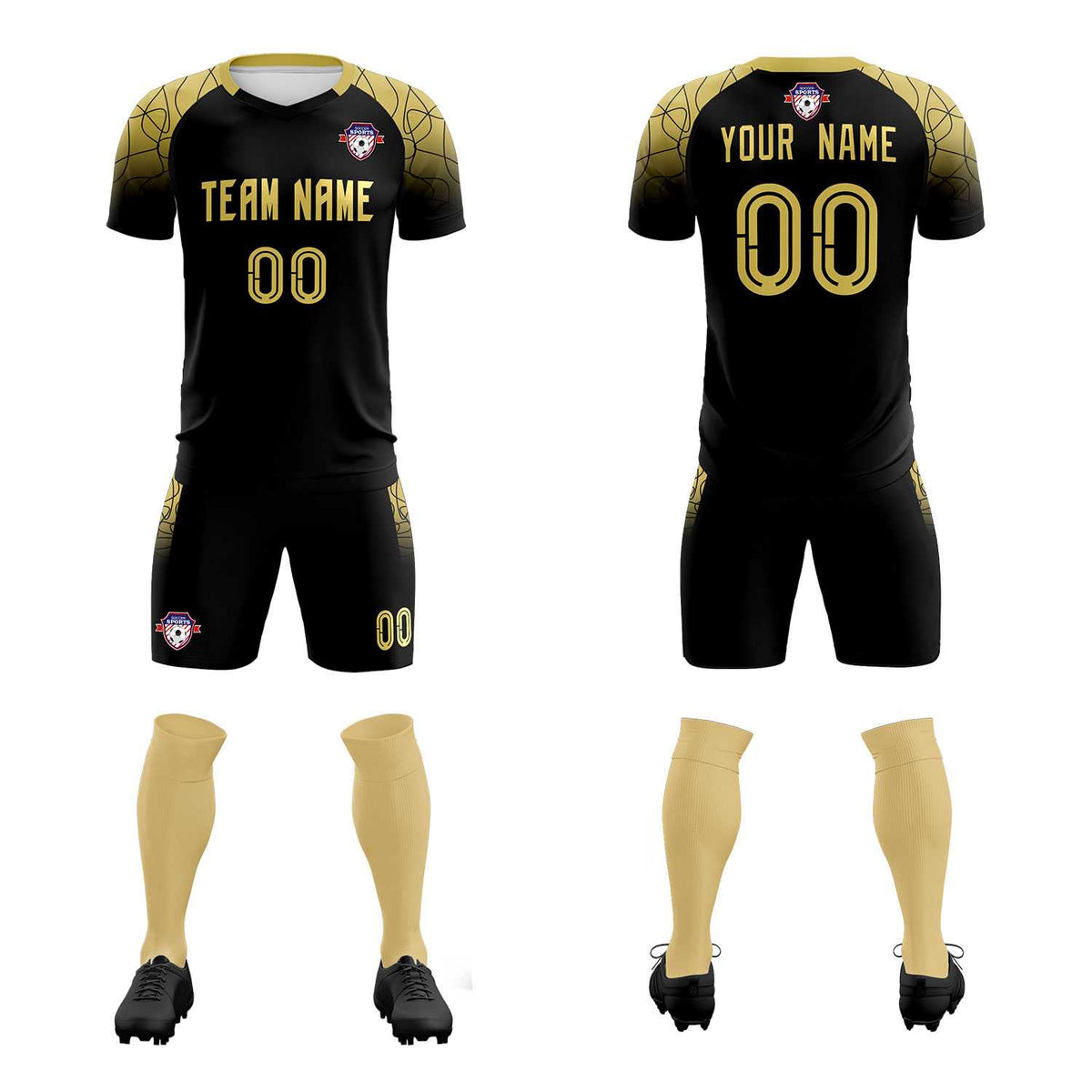 Custom Black Classic Football Training Kit Jersey For Adults/Kids