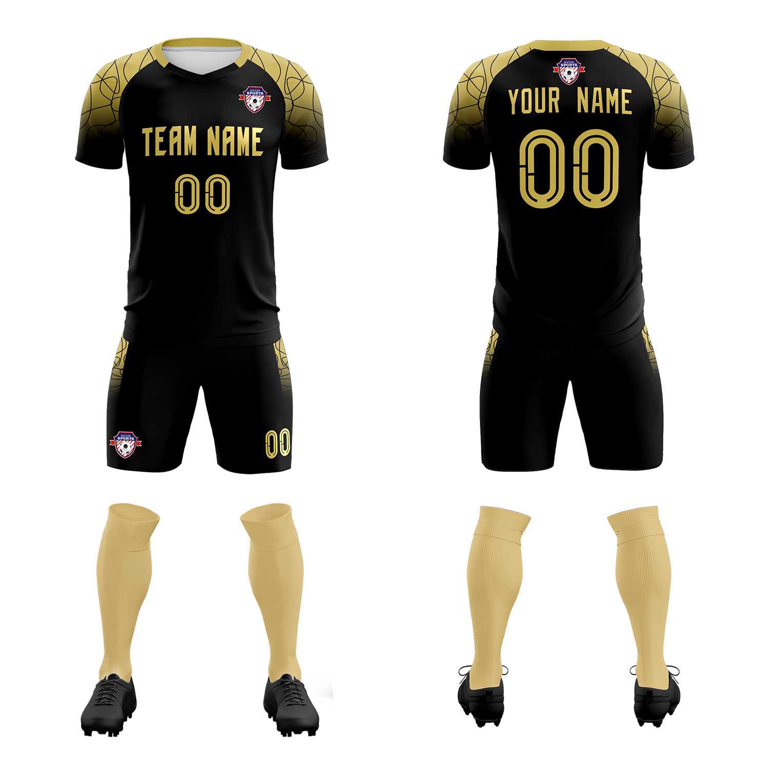 Custom Black Classic Football Training Kit Jersey For Adults/Kids