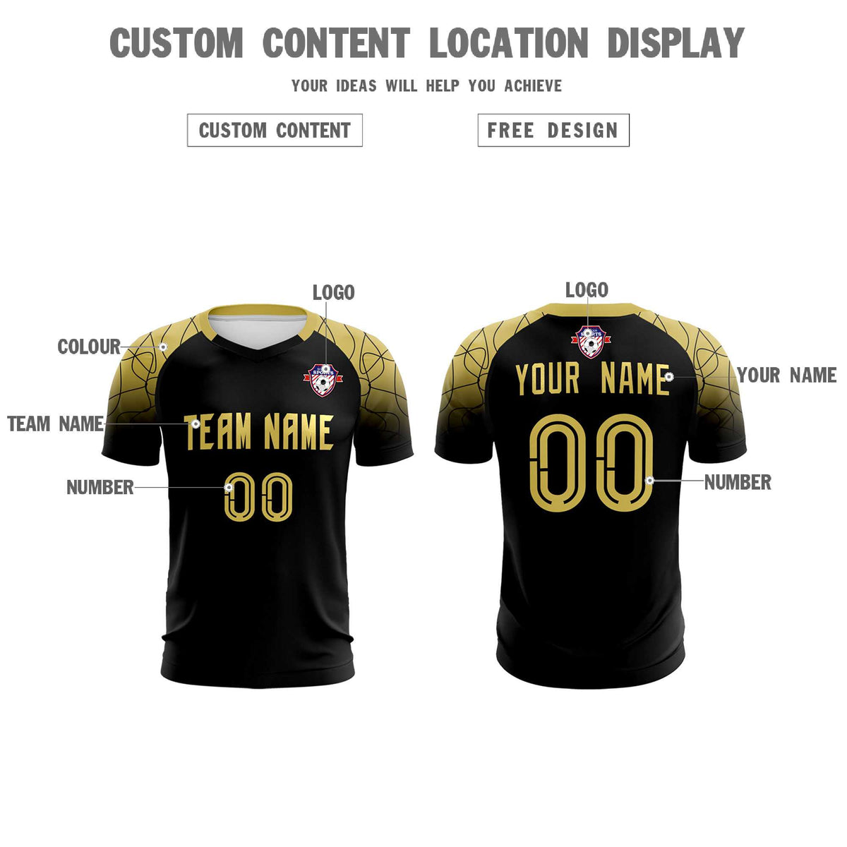 Custom Black Classic Football Training Kit Jersey For Adults/Kids