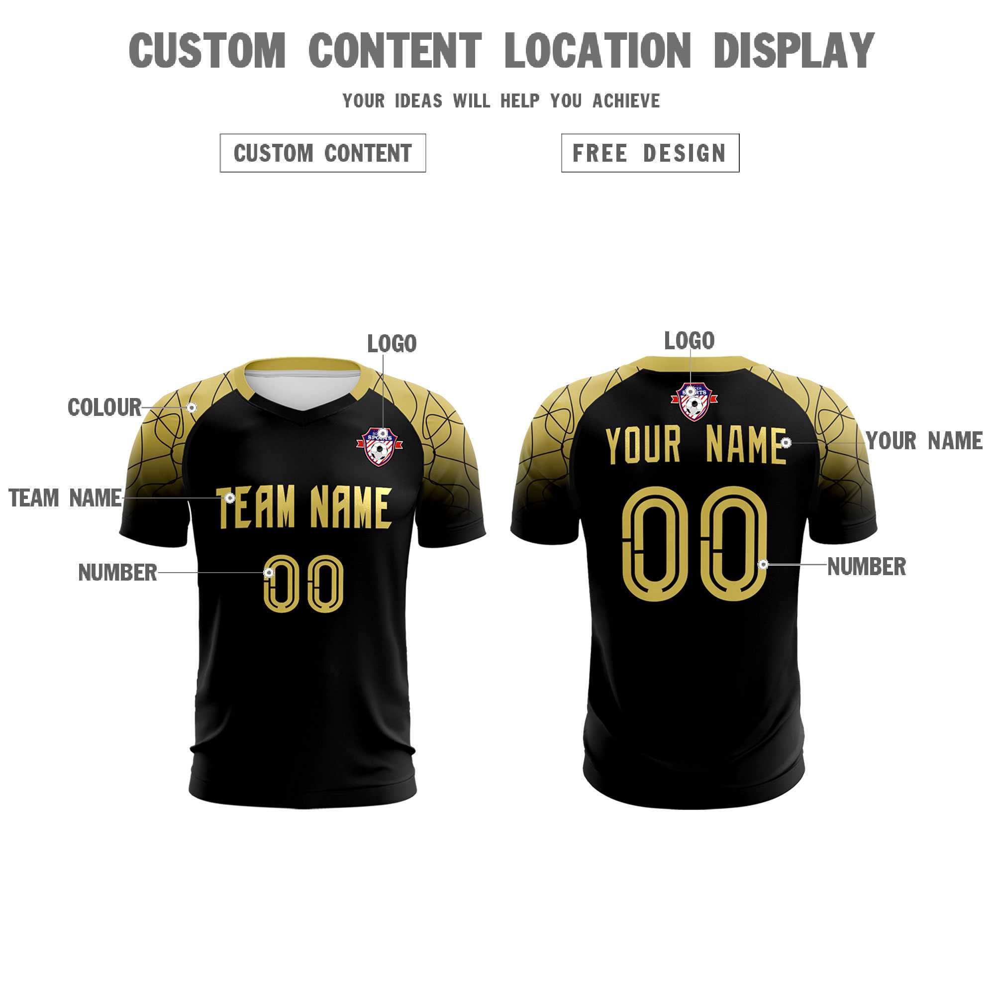 Custom Black Classic Football Training Kit Jersey For Adults/Kids