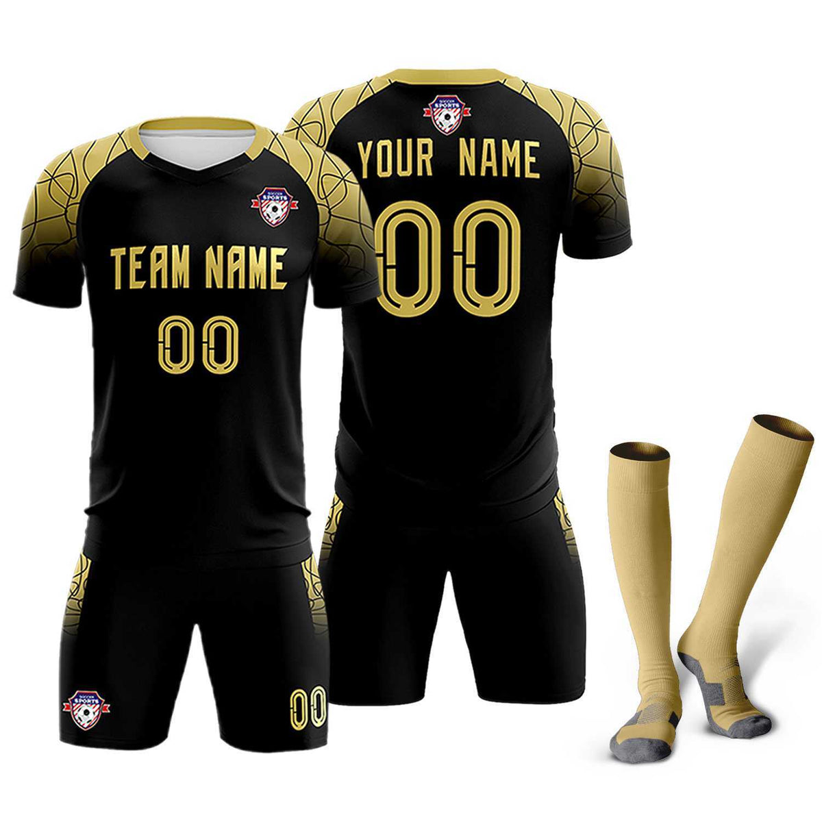 Custom Black Classic Football Training Kit Jersey For Adults/Kids