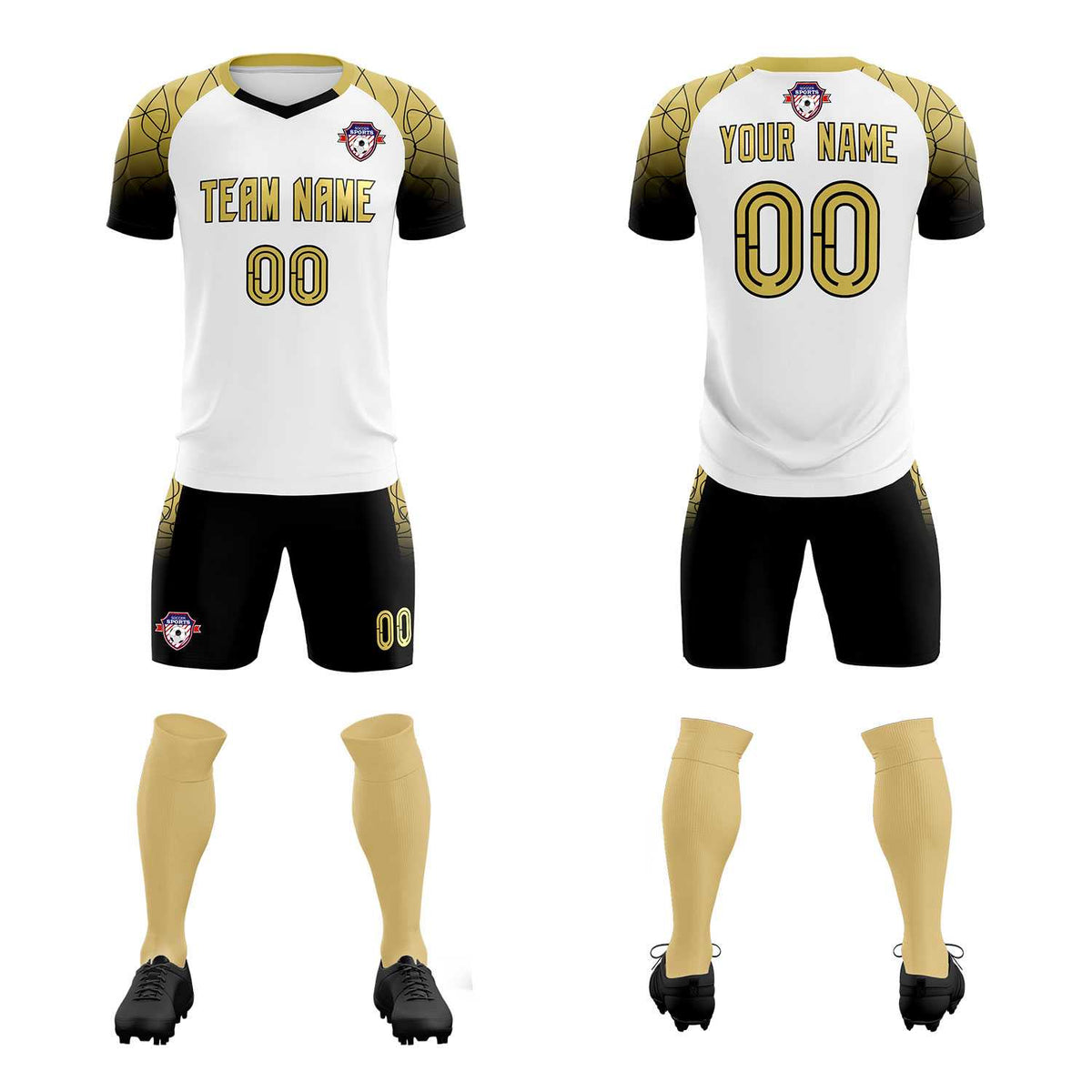 Custom White Classic Football Training Kit Jersey For Adults/Kids