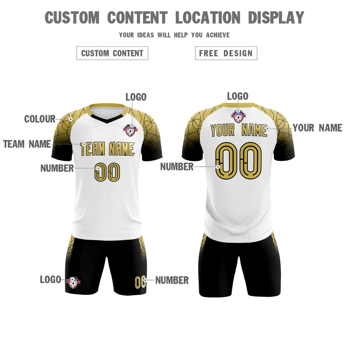Custom White Classic Football Training Kit Jersey For Adults/Kids