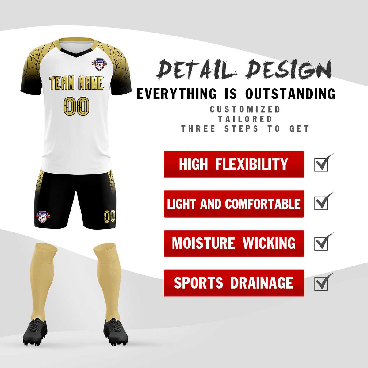 Custom White Classic Football Training Kit Jersey For Adults/Kids