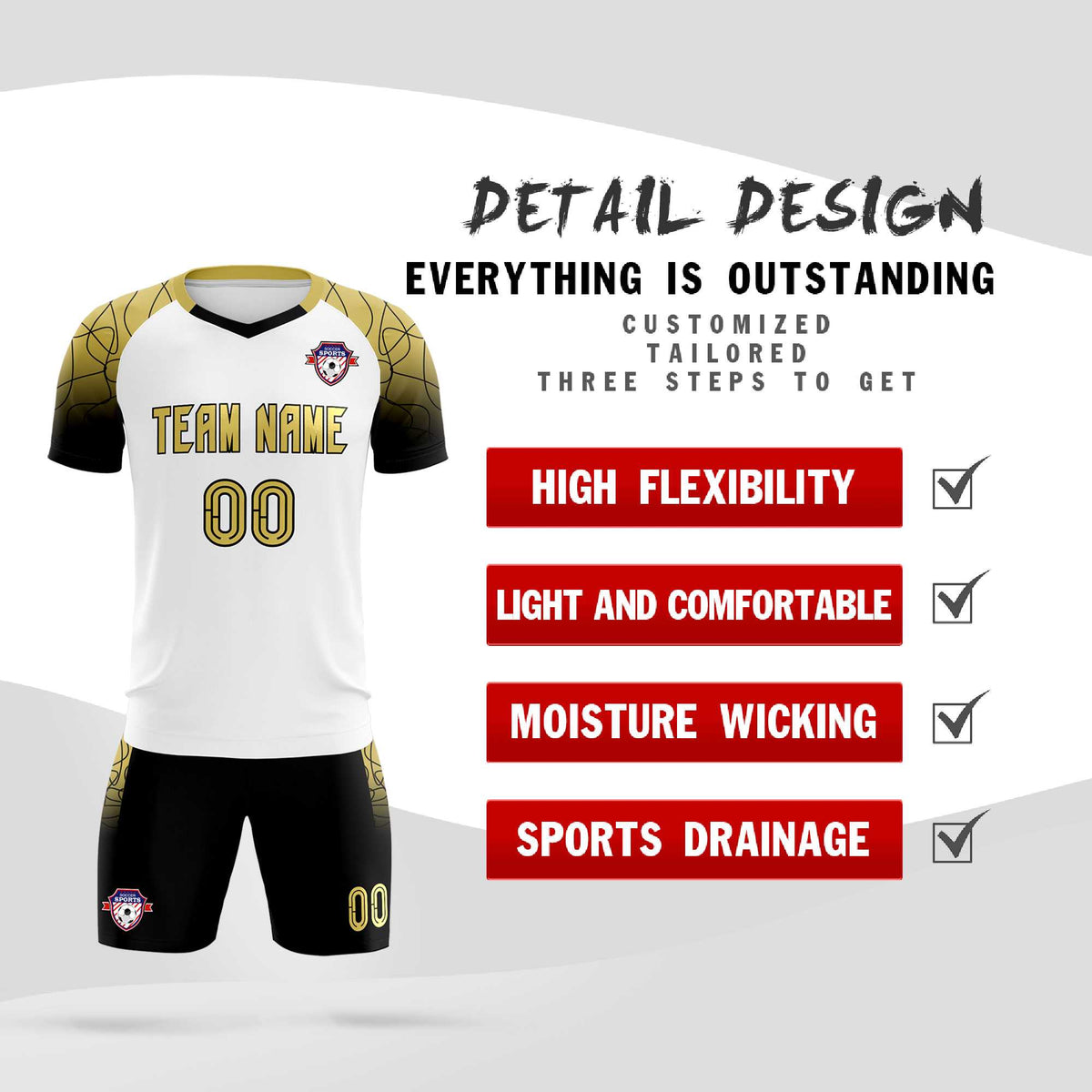 Custom White Classic Football Training Kit Jersey For Adults/Kids