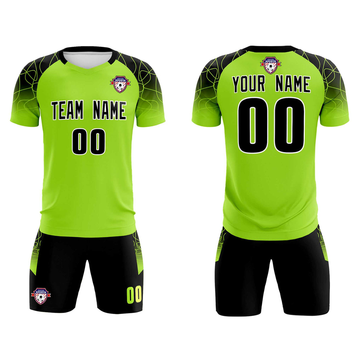 Custom Neon Green Classic Football Training Kit Jersey For Adults/Kids