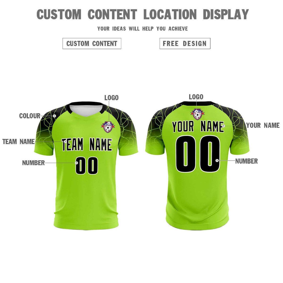 Custom Neon Green Classic Football Training Kit Jersey For Adults/Kids