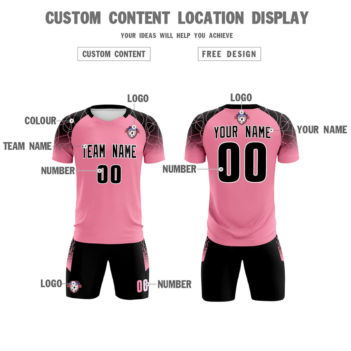 Custom Light Pink Classic Football Training Kit Jersey For Adults/Kids