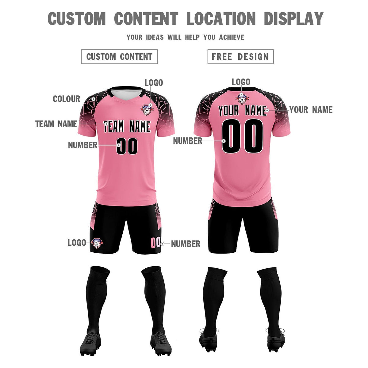 Custom Light Pink Classic Football Training Kit Jersey For Adults/Kids