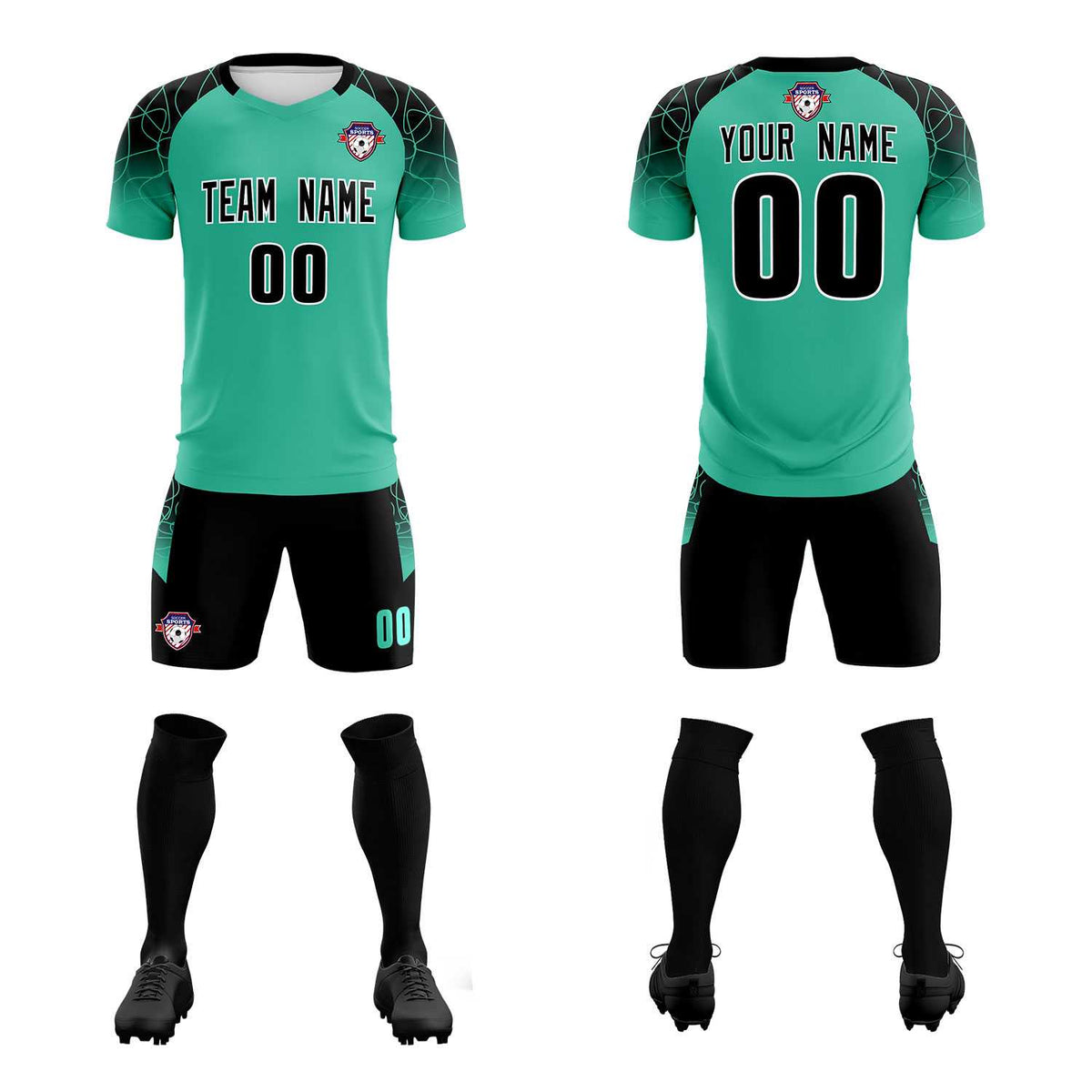 Custom Green Classic Football Training Kit Jersey For Adults/Kids