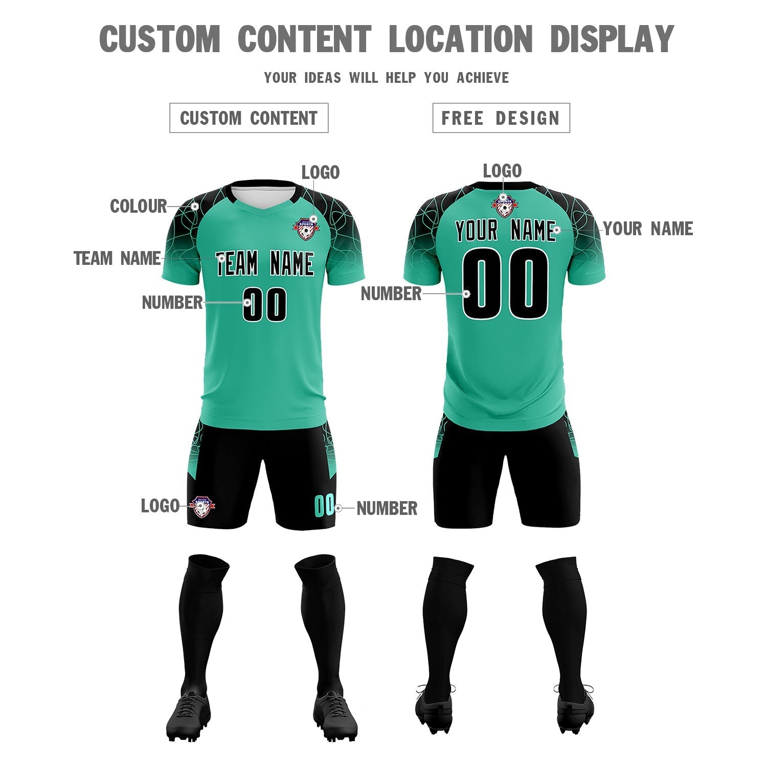 Custom Green Classic Football Training Kit Jersey For Adults/Kids