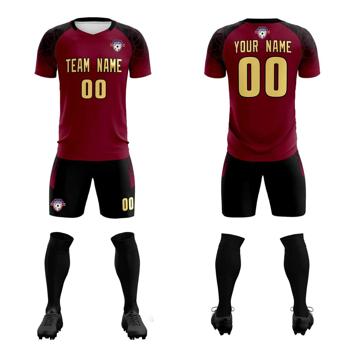 Custom Crimson Classic Football Training Kit Jersey For Adults/Kids