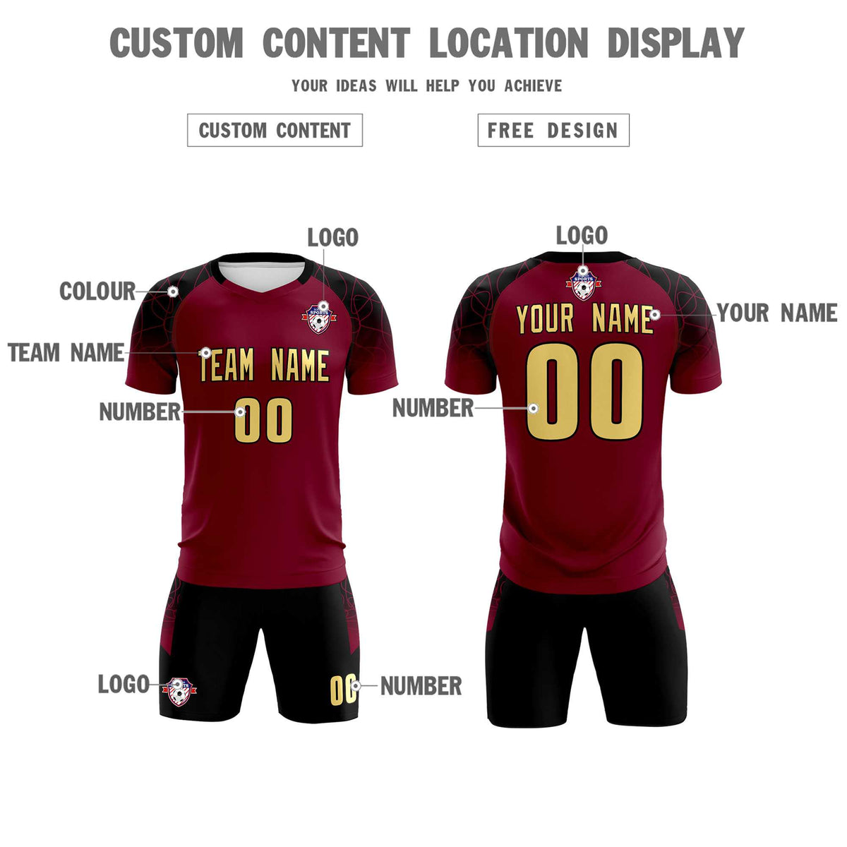 Custom Crimson Classic Football Training Kit Jersey For Adults/Kids