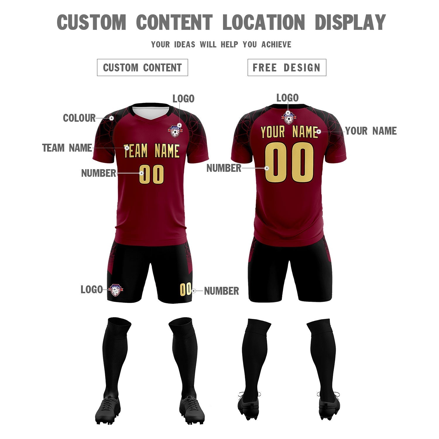 Custom Crimson Classic Football Training Kit Jersey For Adults/Kids