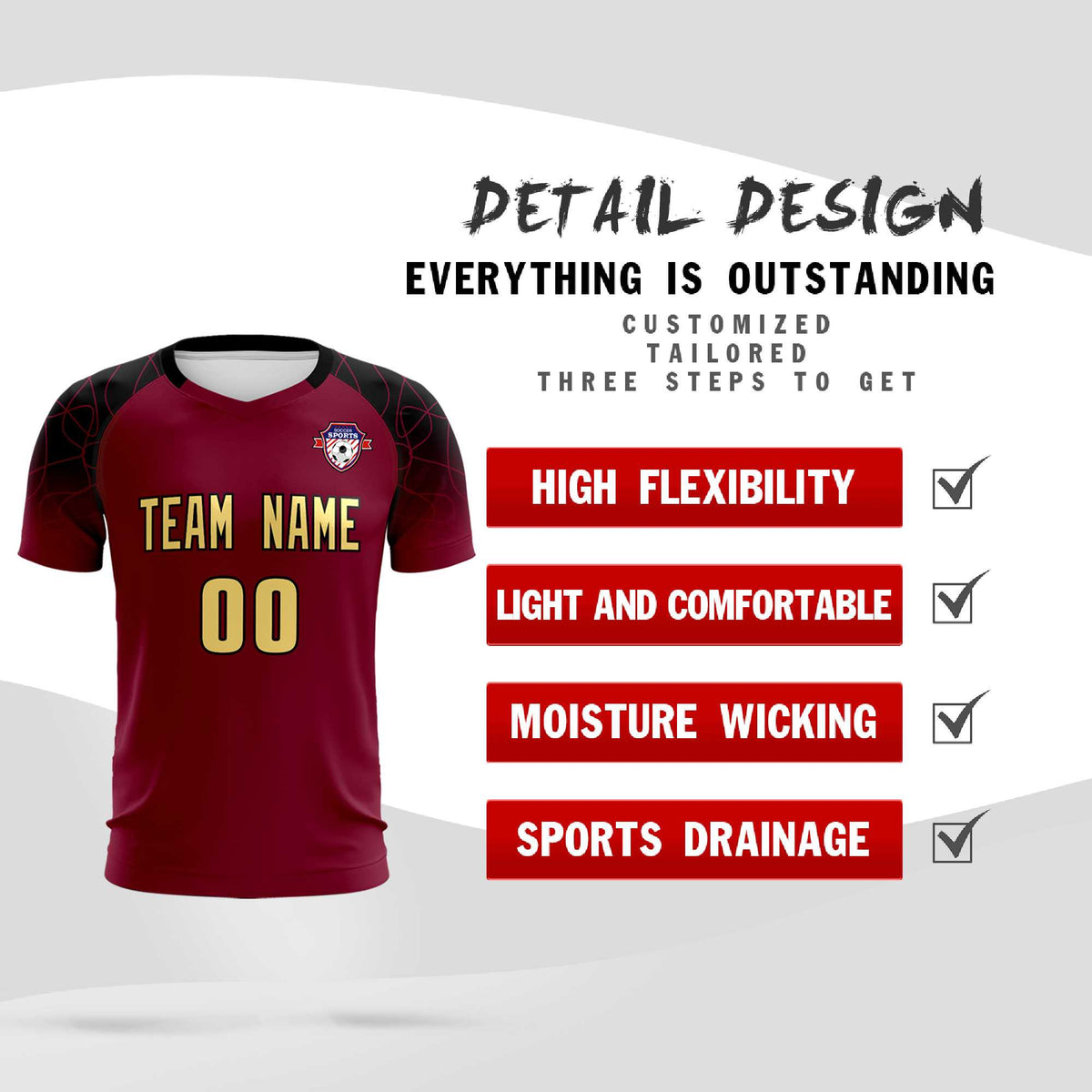 Custom Crimson Classic Football Training Kit Jersey For Adults/Kids