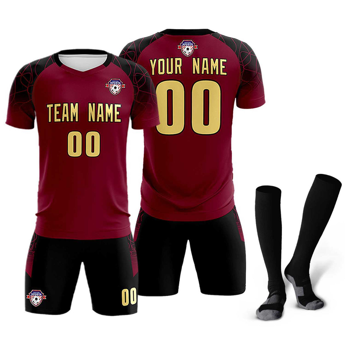 Custom Crimson Classic Football Training Kit Jersey For Adults/Kids