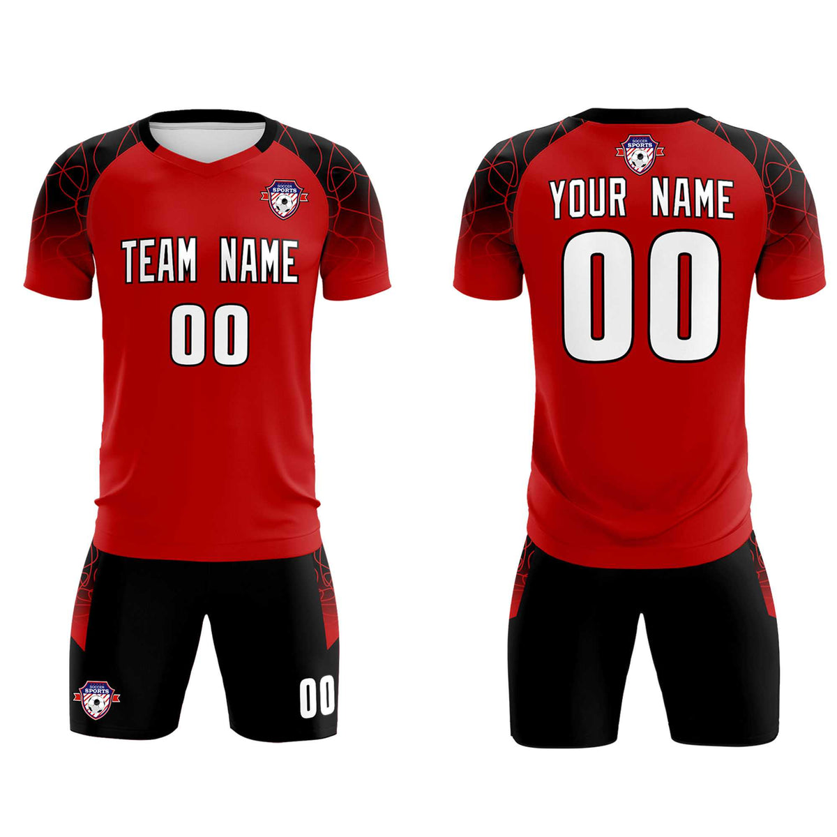 Custom Red Classic Football Training Kit Jersey For Adults/Kids