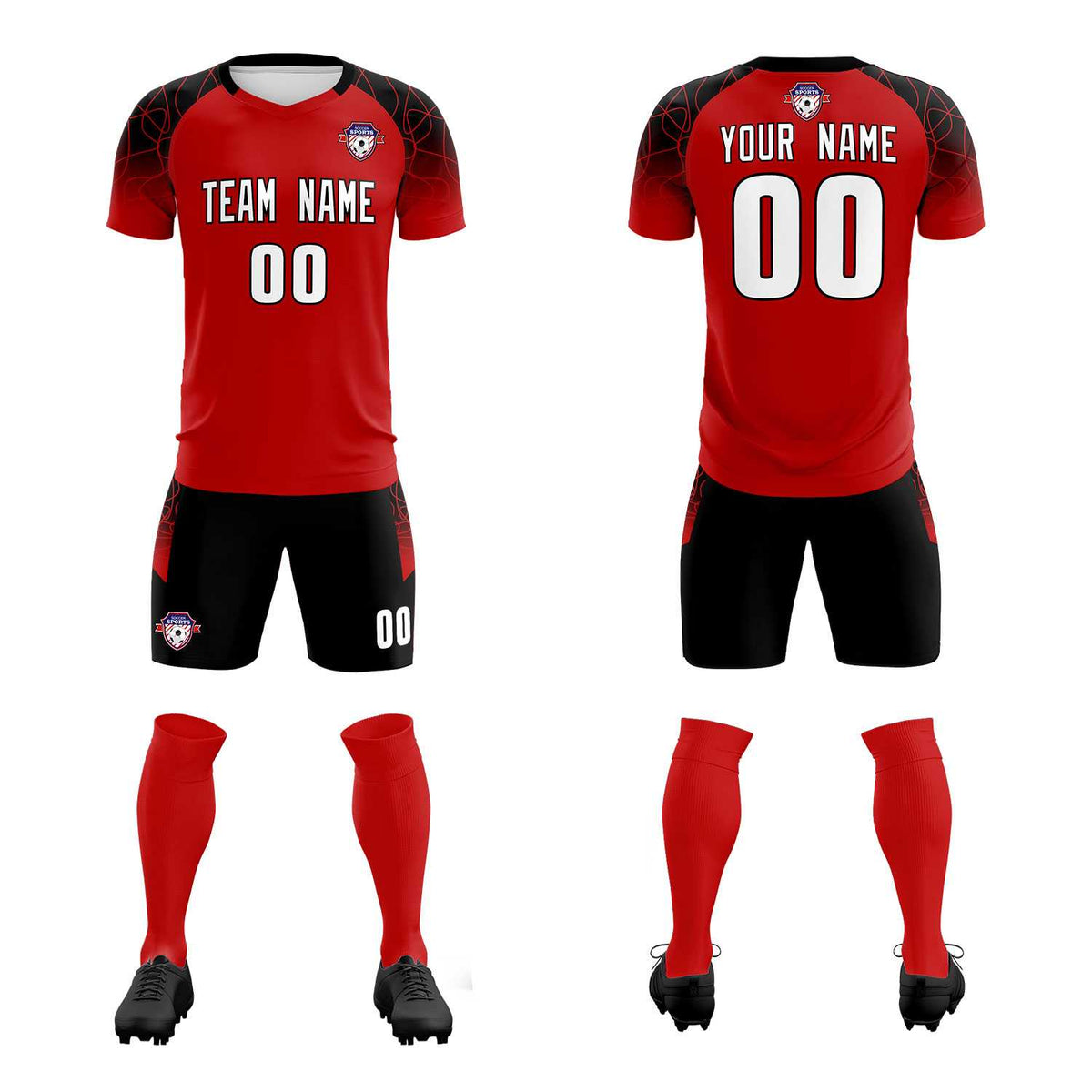 Custom Red Classic Football Training Kit Jersey For Adults/Kids
