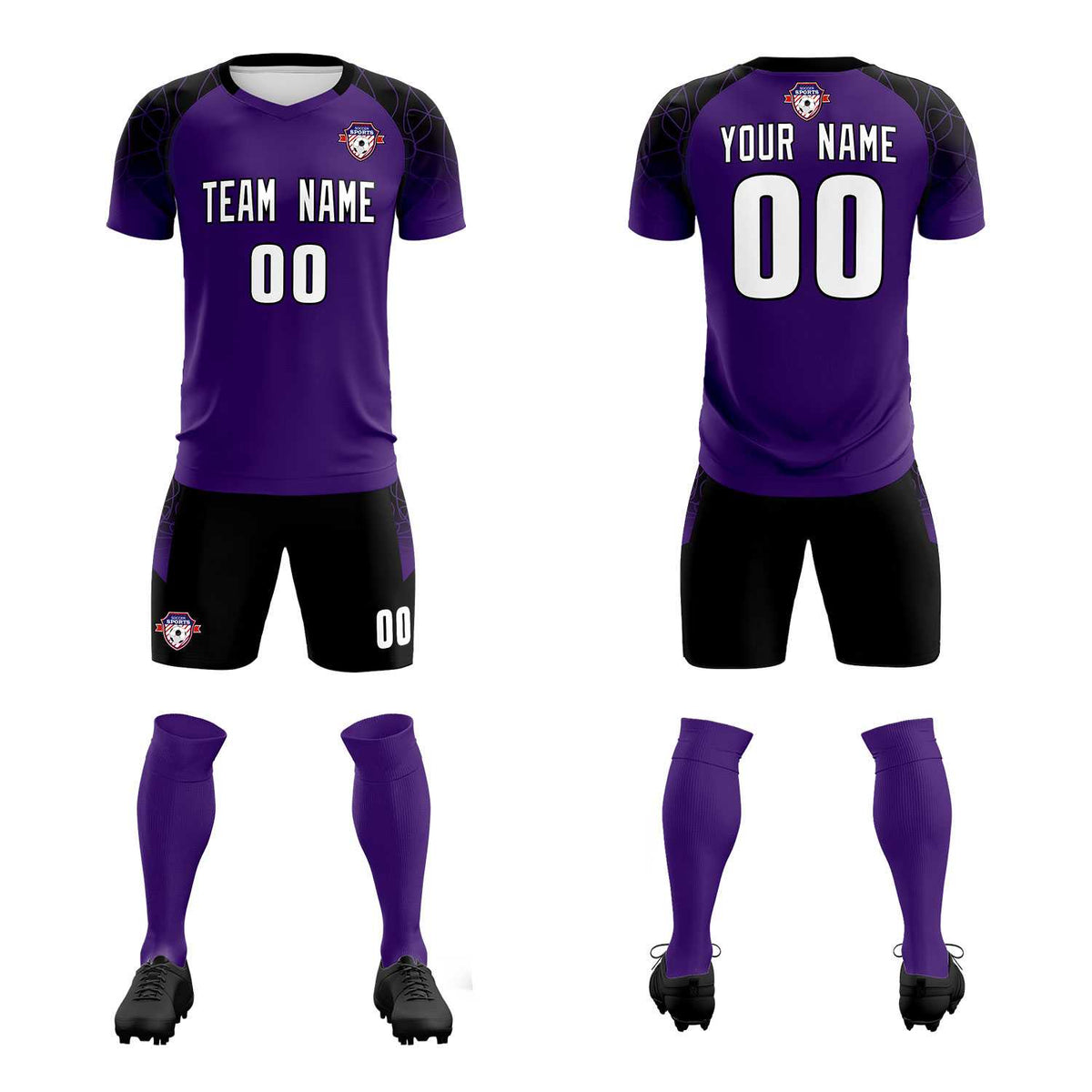 Custom Purple Classic Football Training Kit Jersey For Adults/Kids